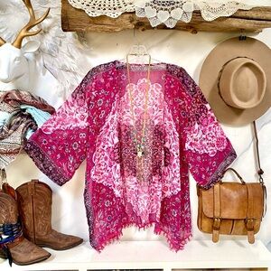 Magenta Gypsy boho Cape/cover up w resort vacay beach southwestern vibe